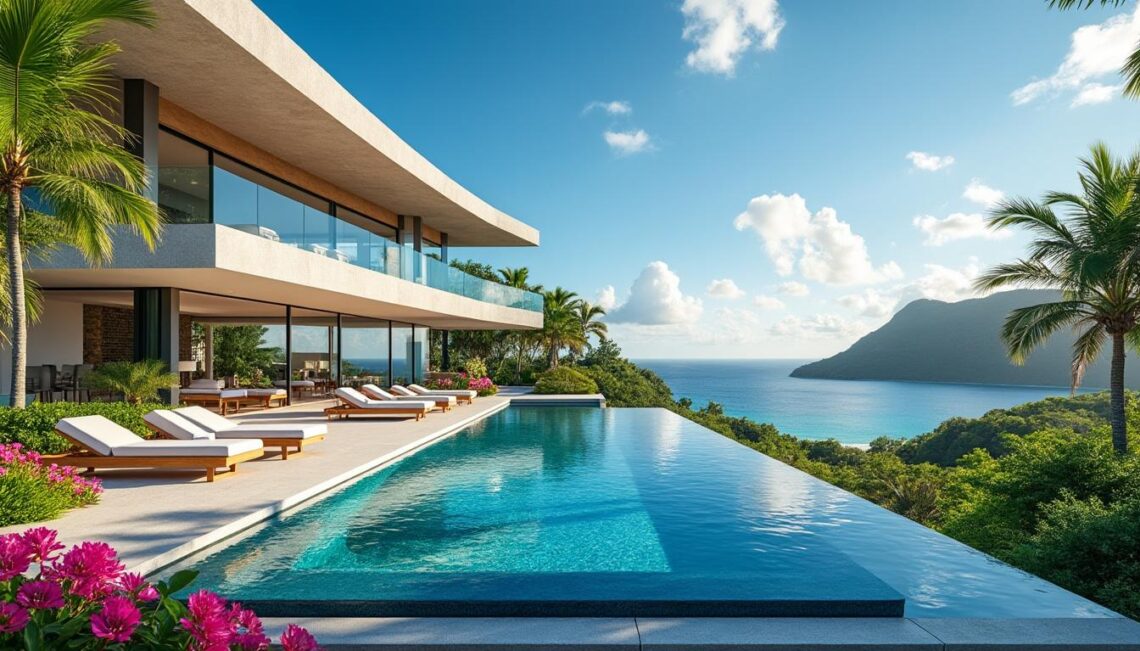 découvrez une villa d’exception à saint-françois, équipée d'une piscine privée. profitez d'un séjour inoubliable au cœur des caraïbes avec ibaia immobilier, votre partenaire pour des vacances de rêve.